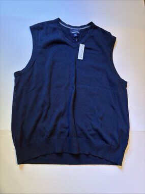 Lands End Sweater Vest Navy Blue Preppy Classic Supima Cotton Men’s Size XL NWT!